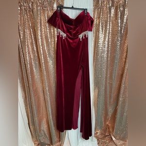 Missord off shoulder split Prom dress